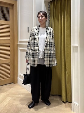 「A part by（アパートバイ）のキンチャクミニショルダバッグ（ショルダーバッグ、ブラック系）」を使った、yato-miさん（レディース・158cm）の秋コーディネート