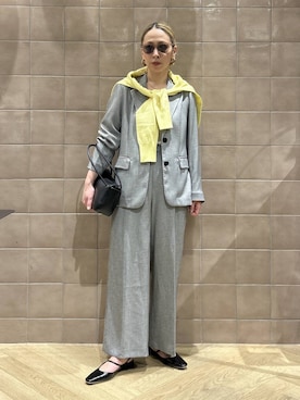 「A part by（アパートバイ）の【多機能・Sサイズ展開】リネンライクシングルジャケット（ノーカラージャケット、ブラック系）」を使った、yato-miさん（レディース・158cm）の春コーディネート