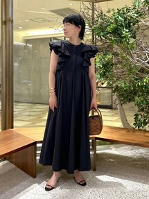 Curensology ポプリンラッフルワンピース　ブラック Curensology ポプリンラッフルワンピース - メルカリ