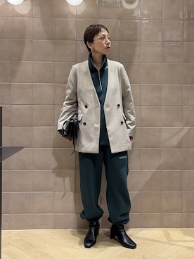 「A part by（アパートバイ）のソフトカーブバッグ（ショルダーバッグ、ブラック系）」を使った、yato-miさん（レディース・158cm）の秋コーディネート