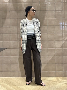 「A part by（アパートバイ）のベルトバッグ（腰包、ブラック系）」を使った、yato-miさん（レディース・158cm）の夏コーディネート
