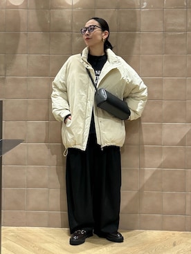 「バッグ」｜「アイテム（ダウンジャケット/コート）」を使った、yato-miさん（レディース・158cm）の冬コーディネート