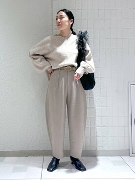 「A part by（アパートバイ）のチュールハンドルトート（ショルダーバッグ）」を使った、yato-miさん（レディース・158cm）の秋コーディネート