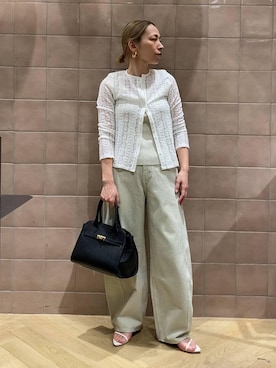 「A part by（アパートバイ）のApbコクーンデニムパンツ≪追加2≫（デニムパンツ、ベージュ系）」を使った、yato-miさん（レディース・158cm）の春コーディネート