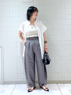 「アパートバイローリーズ」｜「アイテム（スラックス）」を使った、yato-miさん（レディース・158cm）の夏コーディネート
