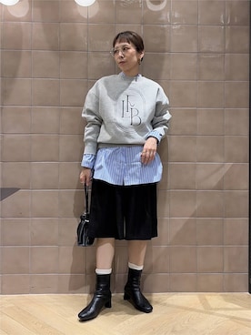 「A part by（アパートバイ）のキンチャクミニショルダバッグ（ショルダーバッグ、ブラック系）」を使った、yato-miさん（レディース・158cm）の秋コーディネート