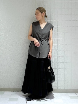 「A part by（アパートバイ）のハートモチーフバッグ（ショルダーバッグ、ブラック系）」を使った、yato-miさん（レディース・158cm）の夏コーディネート