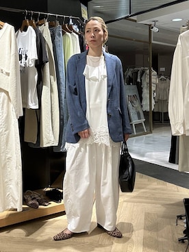 「A part by（アパートバイ）のヘムレースキャミソール（キャミソール、ホワイト系）」を使った、yato-miさん（レディース・158cm）の春コーディネート