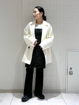 「A part by（アパートバイ）のアイテム（チェスターコート）」を使った、yato-miさん（レディース・158cm）の冬コーディネート