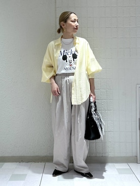 「A part by（アパートバイ）の【セレクト】AULENTTI_ベルトバッグ（ショルダーバッグ、ブラック系）」を使った、yato-miさん（レディース・158cm）の春コーディネート