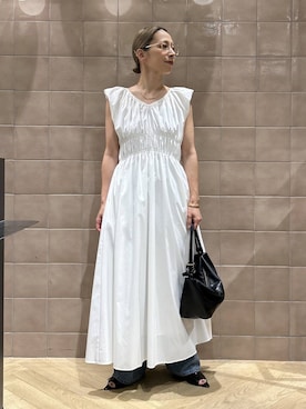 「A part by（アパートバイ）のApbコクーンデニムパンツ（デニムパンツ、ブルー系）」を使った、yato-miさん（レディース・158cm）の夏コーディネート
