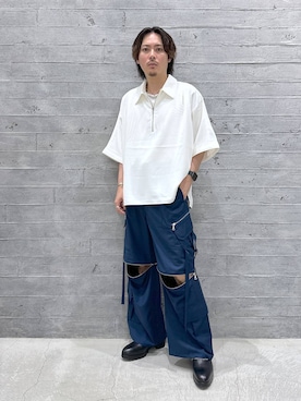 「HARE（ハレ）の2WAY-ZIPカーゴパンツ(HARE)（カーゴパンツ）」を使った、🐯としくん🐯さん（メンズ・171cm）の夏コーディネート