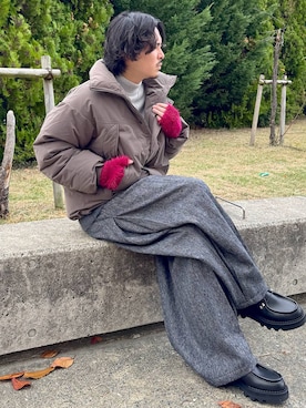 「体型カバー」｜「アイテム（アクセサリー）」を使った、🐯としくん🐯さん（メンズ・171cm）の冬コーディネート