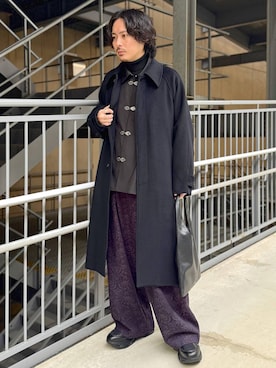 「アイテム（ステンカラーコート）」を使った、🐯としくん🐯さん（メンズ・171cm・30代）の秋コーディネート
