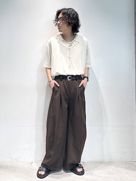 「HARE（ハレ）のアイテム（スラックス）」を使った、🐯としくん🐯さん（メンズ・171cm）の夏コーディネート
