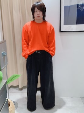 「アイテム（スウェット、オレンジ系）」を使った、坂。さん（メンズ・167cm）の秋コーディネート
