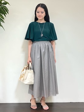 「アイテム（ストール/ショール）」を使った、カレンさん（レディース・162cm）の夏コーディネート