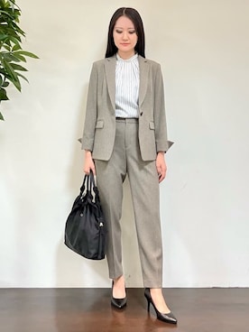 「レディーススーツ」｜カレンさん（レディース・162cm）の冬コーディネート