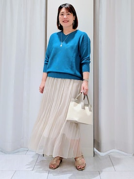 「UNTITLED（アンタイトル）のバイカラートート（トートバッグ、ホワイト系）」を使った、Onumaさん（レディース・163cm）の春コーディネート