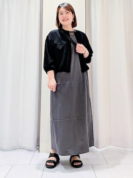「UNTITLED（アンタイトル）の【追加/ステンレス】カーヴィプレートショートネックレス（ネックレス、ゴールド系）」を使った、Onumaさん（レディース・163cm）の春コーディネート