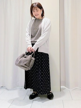 「UNTITLED（アンタイトル）の【アンサンブル可能/オンオフ使える】シルクウールカシミヤプルオーバー（ニット/セーター、ブラウン系）」を使った、Onumaさん（レディース・163cm）の秋コーディネート