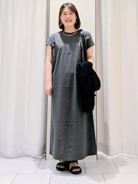 「UNTITLED（アンタイトル）の【追加/ステンレス】カーヴィプレートショートネックレス（ネックレス、ゴールド系）」を使った、Onumaさん（レディース・163cm）の春コーディネート
