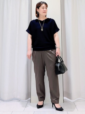「UNTITLED（アンタイトル）の【ステンレスチェーン】ライトダブルリング ネックレス（ネックレス、ゴールド系）」を使った、Onumaさん（レディース・163cm）の春コーディネート