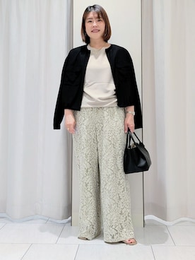 「UNTITLED（アンタイトル）の◆七分袖パフスリーブタックカットソー（Tシャツ/カットソー、ホワイト系）」を使った、Onumaさん（レディース・163cm）の春コーディネート