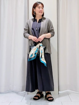 「UNTITLED（アンタイトル）の【古畑星夏さん着用/夏の名品セットアップ！】リラクミスト ガウチョパンツ（その他パンツ、グレー系）」を使った、Onumaさん（レディース・163cm）の春コーディネート