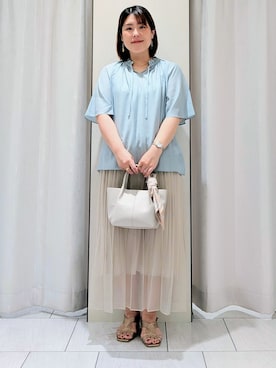 「UNTITLED（アンタイトル）の【ステンレス】レイヤードチェーンネックレス（ネックレス、ゴールド系）」を使った、Onumaさん（レディース・163cm）の春コーディネート