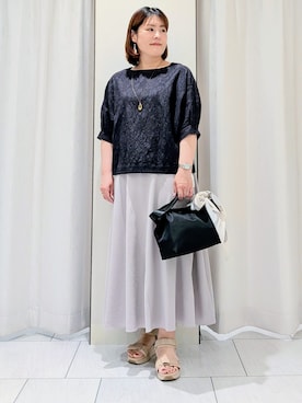 「UNTITLED（アンタイトル）のマーブルドロップネックレス（ネックレス、ブラウン系）」を使った、Onumaさん（レディース・163cm）の春コーディネート