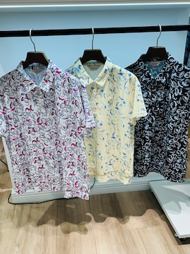 「adabat（アダバット）の吸水速乾/UVカット/エコ ラインフラワープリントポロシャツ（Polo、ホワイト系）」を使った、m.aさん（レディース・166cm）の夏コーディネート