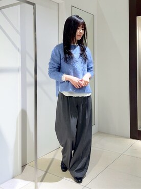 「UNTITLED（アンタイトル）の【ゆったり】アルパカ混シャギーニット（ニット/セーター、ブルー系）」を使った、kaoruさんの秋コーディネート