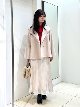 「UNTITLED（アンタイトル）の【着回しが効く／オンオフアウター】ウールショートコート（その他アウター、ベージュ系）」を使った、kaoruさんの冬コーディネート