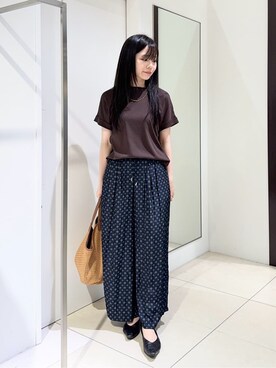 「UNTITLED（アンタイトル）のドルマンスリーブプルオーバー（Tシャツ/カットソー、ブラウン系）」を使った、kaoruさんの春コーディネート