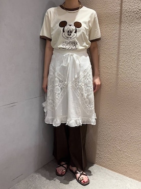 「LOWRYS FARM（ローリーズファーム）のバスケットワイドパンツ 637610（スラックス、ブラウン系）」を使った、miさん（レディース・164cm）の夏コーディネート