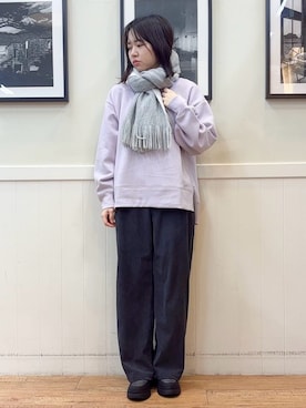 「アイテム（スウェット、パープル系）」を使った、えぬさん（レディース・159cm）の冬コーディネート