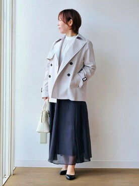 「アイテム（トレンチコート、グレー系）」を使った、やじまさん（レディース・155cm）の冬コーディネート