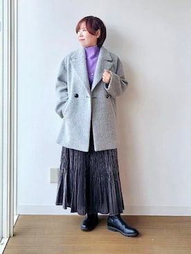 「アイテム（ピーコート、グレー系）」を使った、やじまさん（レディース・155cm）の秋コーディネート