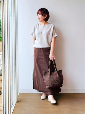 「UNTITLED（アンタイトル）のアイテム（スカート）」を使った、やじまさん（レディース・155cm）の秋コーディネート