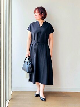 「UNTITLED（アンタイトル）の【日本製・本革】Comfit Dresser Pumps（コンフィットドレッサーパンプス）（パンプス、ブラック系）」を使った、やじまさん（レディース・155cm）の夏コーディネート