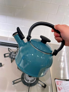 「212 KITCHEN STORE（トゥワントゥキッチンストア）のコットン 笛吹きケトル 1.6L スモークブルー ＜富士ホーロー＞（鍋/フライパン、その他）」を使った、まのちゃんさん（レディース・160cm）の秋コーディネート