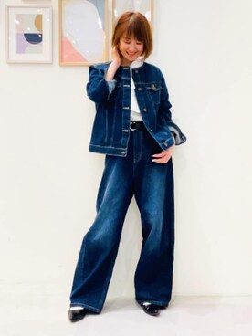 「SHOO・LA・RUE（シューラルー）のスムースベルト（ベルト、ブラック系）」を使った、おぐねぇさん（レディース・157cm）の春コーディネート