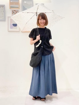「アイテム（折りたたみ傘）」を使った、おぐねぇさん（レディース・157cm）の夏コーディネート