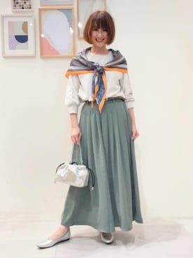 「SHOO・LA・RUE（シューラルー）のリバーシブルスムースベルト（ベルト、ブラウン系）」を使った、おぐねぇさん（レディース・157cm）の秋コーディネート