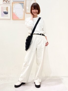 「SHOO・LA・RUE（シューラルー）のリバーシブルスムースベルト（ベルト、ブラック系）」を使った、おぐねぇさん（レディース・157cm）の秋コーディネート