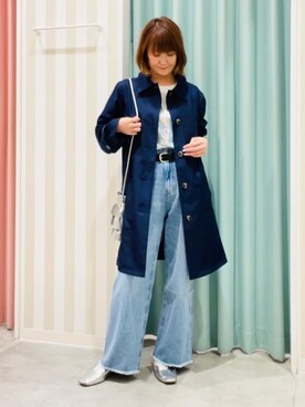 「SHOO・LA・RUE（シューラルー）のスムースベルト（ベルト、ブラック系）」を使った、おぐねぇさん（レディース・157cm）の春コーディネート