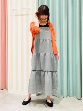 「SHOO・LA・RUE（シューラルー）の◆【高レビュー】洗えてサラサラ スクエアニットパンプス（パンプス、ブラック系）」を使った、おぐねぇさん（レディース・157cm）の夏コーディネート