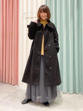 「SHOO・LA・RUE（シューラルー）の【セレモニーからデイリーまで】女性らしさあふれる チュールスカート（スカート、グレー系）」を使った、おぐねぇさん（レディース・157cm）の秋コーディネート