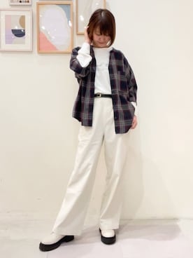 「SHOO・LA・RUE（シューラルー）のリバーシブルスムースベルト（ベルト、ブラック系）」を使った、おぐねぇさん（レディース・157cm）の秋コーディネート